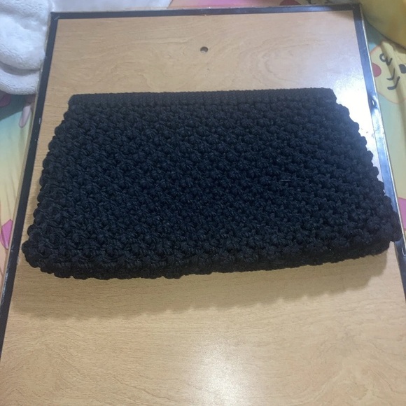 4/$25 Vintage Marbella Gray Macramé 70s Chunky Rope Flex Frame Clutch - Picture 4 of 8